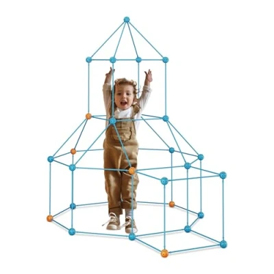 Image de Relaxdays Jeu de Construction, cabane Enfant, Set 85 pièces, Construire Tente, système d’emboîtement, Multicolore