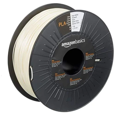 Image de Amazon Basics Filament PLA pour imprimante 3D, 1.75 mm, Bobine, 1 kg, Perle blanc