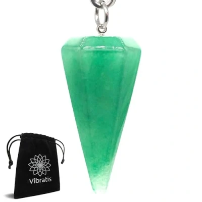 Image de Vibratis Pendule Divinatoire de Radiesthésie Pierre d&#039;AVENTURINE forme cône Protection &amp; d&#039;Enracinement [𝐒𝐀𝐓𝐈𝐒𝐅𝐀𝐈𝐓 𝐎𝐔 𝐑𝐄𝐌𝐁𝐎𝐔𝐑𝐒É]