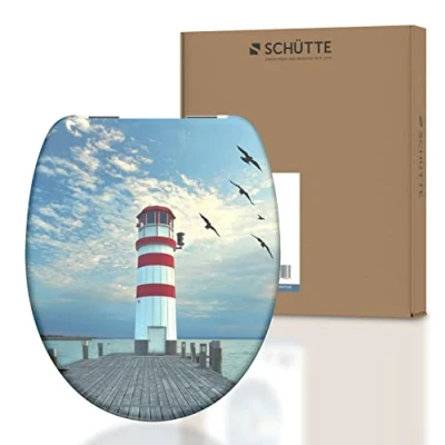 Image de SCHÜTTE LIGHTHOUSE 82149 A Abattant WC en Duroplast avec frein de chute, compatible la majorité des cuvettes WC, motif