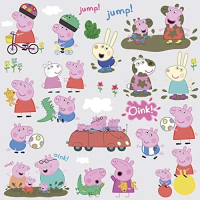 Image de RoomMates Peppa Pig Stickers repositionnables multiples, Rose