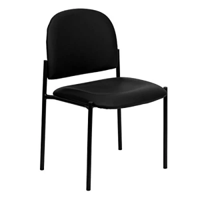 Image de Flash Furniture Meubles Chaise de réception latérale empilable en Acier Confortable, Vinyle Noir, Set of 1