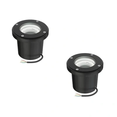 Image de ledscom.de 2 pièces luminaire encastré de sol BOFU pour l&#039;extérieur, IP67, orientable, noir, rond, 150mm Ø, 1x GU10 max. 15W