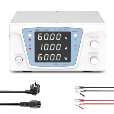Image de WANPTEK POWER Alimentation de Laboratoire 60V 10A 600W, Haute Puissance, Stabilisée Réglable avec Protection OCP/Output et Affichage LED 4 Chiffres Précision