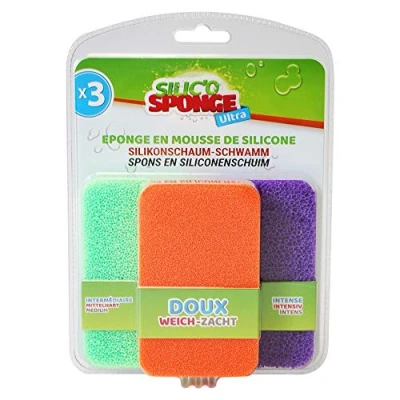 Image de Eponge Lavable Silicone 3X éponge Vaisselle Eponges lavables reutilisables Anti bactérien vaisselles coloré