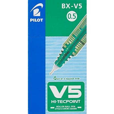 Image de Pilot Hi Tecpoint V5 Liquid Ink Roller Pen Green Fine Point (Box of 12 units)