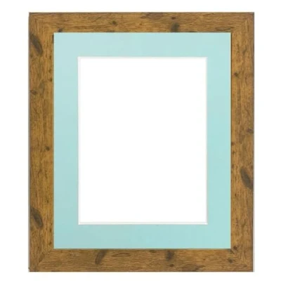 Image de FRAMES BY POST Cadre photo studio en bois antique avec passe partout bleu A3 pour image format A4