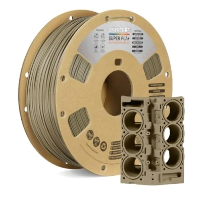 Image de OVERTURE Super PLA+ Filament 1,75 mm, Toughness Enhanced PLA Plus, Bobine 1 kg (2,2 lbs), Précision Dimensionnelle +/ 0,02 pour Imprimante 3D (Light Brown)
