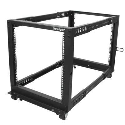 Image de StarTech.com Rack Serveur Mobile 12U 4 Poteaux, Réseau 19 Poteaux avec Roulettes, Roulant Profondeur Ajustable pour PC/AV/Données/Informatique Pieds de nivellement ou Fixation au Sol Neuf