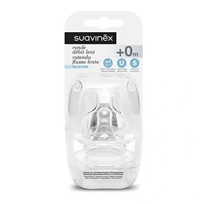 Image de Suavinex Set de 2 Tétines Bout Rond Debit Lent en Silicone 0+ Mois