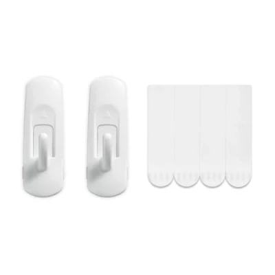 Image de JELLYSUB 2 Crochets, 4 Languettes, Blanc, Crochet Adhesif Mural de Grand Modèle Pour Accrocher et Décorer Sans Abîmer Percer