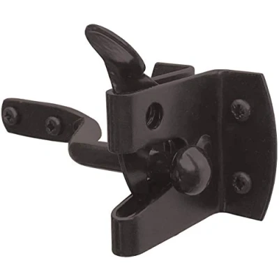 Image de IRONTITE® loquet automatique de portail jardin pour portails en bois, revêtement noir protection contre les intempéries, une utilisation extérieure comme et