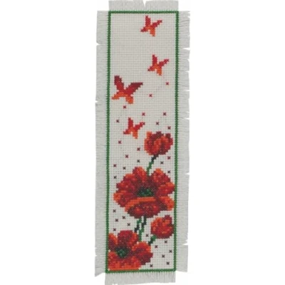 Image de Permin Kit de broderie au point croix Marque page Motif coquelicots