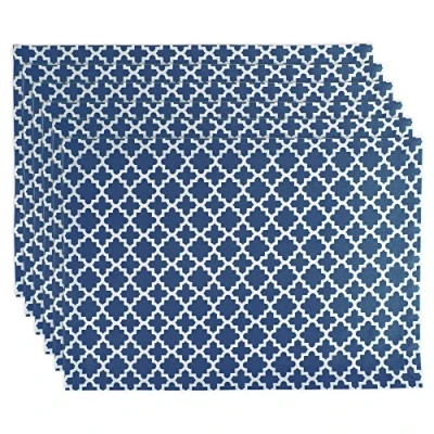 Image de DII Collection de Dessus Table en Treillis Classique Tissu Coton Lavable Machine, Bleu Nautique, Placemat Set, 13x19