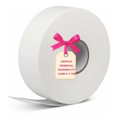 Image de LALILL Non Tissé sur 1 Rouleau pour Cire WAX, Blanc, 100 m x 7 cm de Chaude, au Sucre, Pâte à Sugaring, Bandes Dépilatoires Déchirables, Épilation