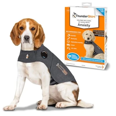 Image de Thundershirt Gilet Relaxant pour Chiens. Rassure Lors de Situations stressantes. Méthode Douce et Naturelle. Existe en 5 Tailles. Gris.