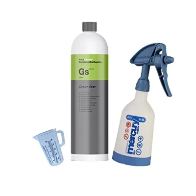 Image de detailmate Koch Chemie Green Star Kit de nettoyage universel 1 l avec gobelet doseur 50 ml et Mercury Super PRO+ 360 degrés Viton Bleu 0,5