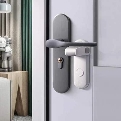 Image de EUDEMON Verrou de levier porte à l&#039;épreuve des enfants, serrure poignée sécurité pour bébé, facile installer et utiliser Adhésif 3M VHB sans outils ni perceuse (Blanc, 2 Pièces)
