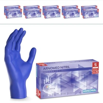 Image de ARNOMED gants jetables bleu océan, nitrile taille S, gant jetable 2000 pièces (20 boîtes), en non poudrés &amp; sans latex, cuisine, a usage unique M, L XL
