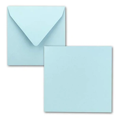 Image de FarbenFroh® by GUSTAV NEUSER® Lot de 25 cartes simples, carrées, 15 x cm, avec enveloppes, en bleu clair, pour vœux, etc.