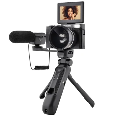Image de AGFA Photo Kit Vlogging : Caméra VLG 4K avec Objectif Grand Angle, Trépied Powerbank, Télécommande et Microphone Immortalisez Chaque Moment Une Qualité Exceptionnelle !