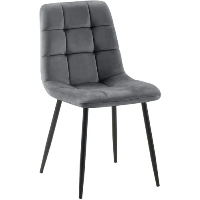 Image de CLP Chaise De Salle A Manger Antibes en Velours I avec Surface D&#039;assise Matelassée Pieds Metal Charge Max.150 Kg, Couleur:Gris foncé