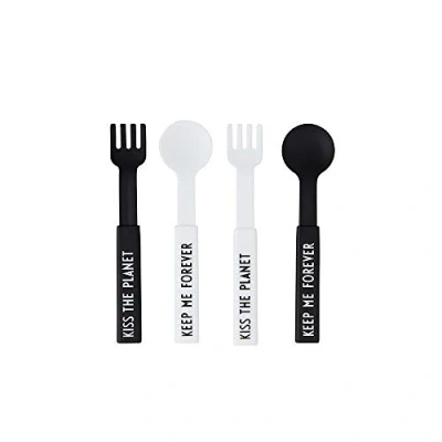 Image de Design Letters Tritan to Go Couverts Deux Ensembles, Noir/Blanc