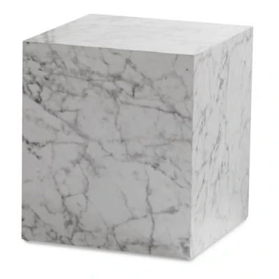 Image de FineBuy Möbel zum Wohlfühlen Table basse Monobloc 40 x 45 cm brillante avec aspect marbre de salon carrée design d&#039;appoint en forme cube