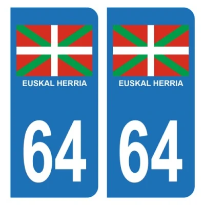 Image de HADEXIA Autocollant Stickers Plaque d&#039;immatriculation Auto Voiture 64 Euskal Herria Pays Basque