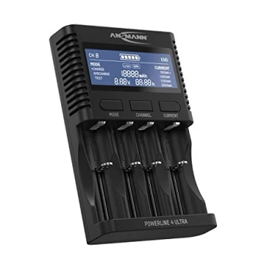 Image de ANSMANN Chargeur de Pile USB Powerline4Ultra (1 PCE) pour 1 à 4 Piles NiMH AA/AAA/C/D &amp; Li ION 10440 26650 Automatique programmes (Charge, décharge, Test, Charge Rapide)