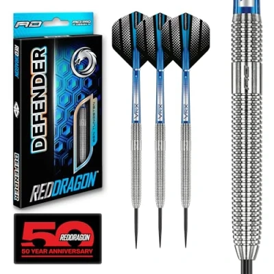 Image de RED DRAGON Defenders: 22g Fléchettes Pointes Acier avec Ailettes et Tiges de Flechettes