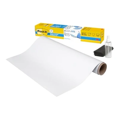 Image de Post It Tableau Easy Erase Whiteboard Surface, Blanc, 91.4 cm x 121.9 cm, 1 Rouleau/Paquet