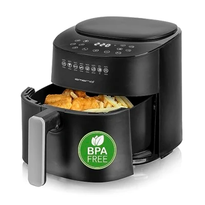Image de Emerio Top AirFryer AF 129369 Grande friteuse numérique à air chaud, sans huile supplémentaire, volume 4,5 l, 8 programmes automatiques, Cool Touch, BPA, chauffage rapide, 1300 W