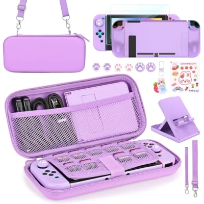Image de Younik Pack d&#039;Accessoires Switch, Kit 17 en 1 pour Filles Comprenant Un Etui de Transport Support Réglable, Protection Console Switch et J Con