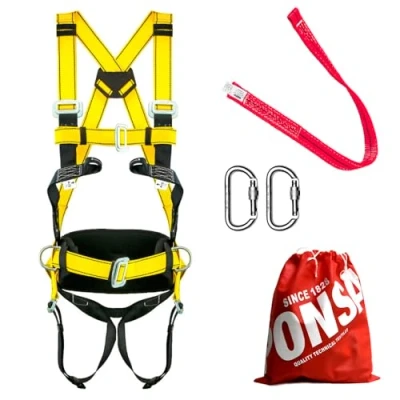 Image de PONSA CGPK8C HARNAIS ANTICHUTE de SÉCURITÉ travail en hauteur: KIT COMPLET avec 2 points d&#039;ancrage + ceinture positionnement sangle d&#039;arrimage mousquetons