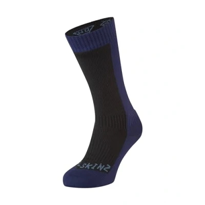 Image de SEALSKINZ unisexe chaussette imperméable de taille moyenne pour le temps froid bleu/gris, XL