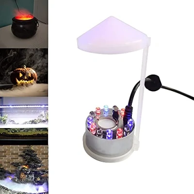 Image de TASHELLS Nébuliseur à ultrasons, Mini Machine Brouillard, décoration de Chaudron d&#039;halloween, Brouillard 12 LED, Fontaine