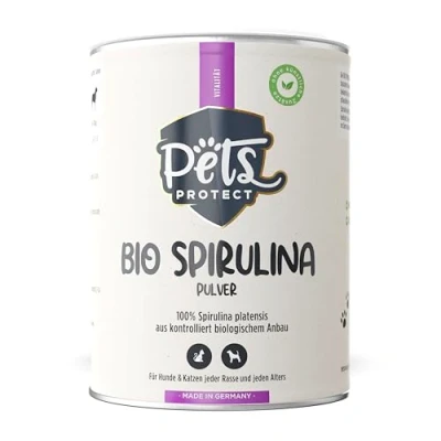 Image de Spiruline 100 % bio en poudre pour chiens et chats Complément alimentaire la peau le pelage, ménage acido basique, système immunitaire métabolisme Sans additifs artificiels 150 g
