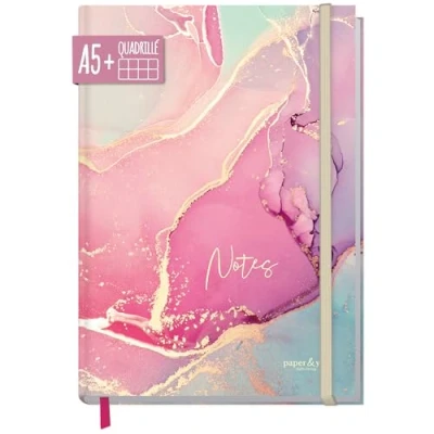 Image de Häfft Trendstuff Silky Pink carnet de notes A5+ à carreaux avec élastique, 156 pages, 78 feuilles Bullet journal, journal intime, Durable et impact neutre sur le climat
