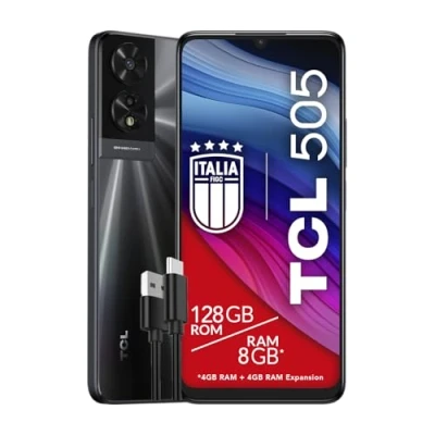 Image de TCL Mobile 505 Smartphone 4G Écran 6,75 HDplus 90Hz, 128 Go, 8 Go RAM, Appareil Photo Hybride 50Mp, Android 14, Batterie 5010 mAh, Double Sim, Gris sidéral, Câble USB Type C Additionnel