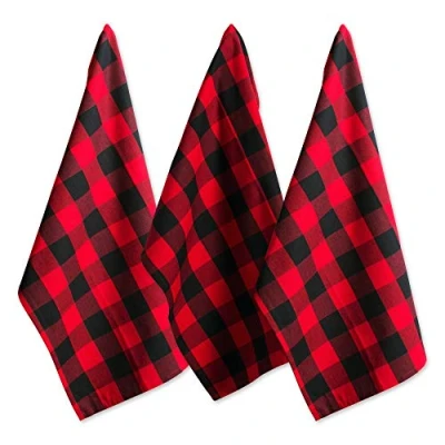 Image de DII Kitchen Collection Chemin de Table Noir et Blanc 14 x 72 cm, 100% Coton, Rouge/Noir, Dishtowels