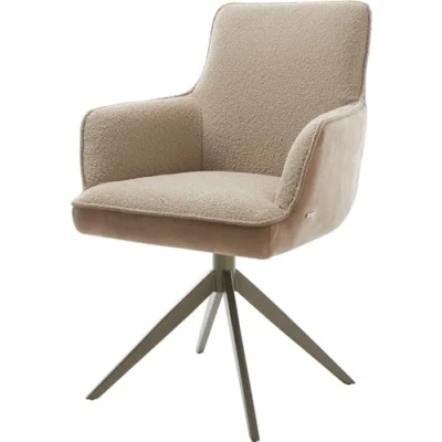 Image de Chaise pivotante Heira Flex avec accoudoirs tissu mixte boue pied croisé large aspect titane pivotement sur 360 fonction bascule ressorts ensachés