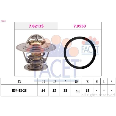 Image de FACET 7.8213 Thermostat d&#039;eau 92C 54mm Made in Italy OE Equivalent avec joint d&#039;étanchéite OPEL: Astra G CC, F Vectra A Berline
