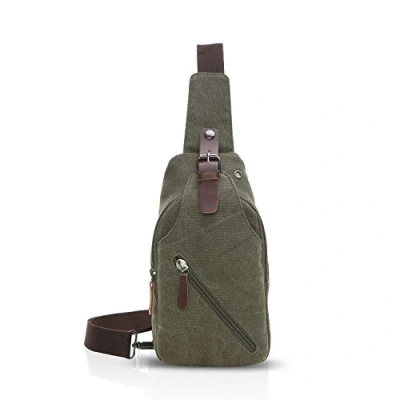 Image de FANDARE Rétro Sac de Poitrine Toile d&#039;Epaule Anti vol Sacoche Homme Femme Bandoulière Grande Sling Crossbody Bag pour Cyclisme Camping Équitation Voyage