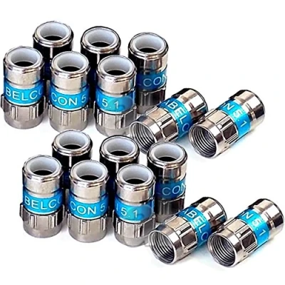 Image de Cabelcon F 56 5.1 Fiche à Compression Auto Install RG6/7 mm Nitin Bleu Unique Lot de 16