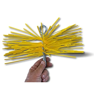 Image de Hérisson rond synthétique Ø 300 mm Embout acier fileté M12*1,75mm Ramonage conduit gainé Cheminée chaudière poele canalisations gouttières Adaptable à tous types de cannes Kibros 4ESS30