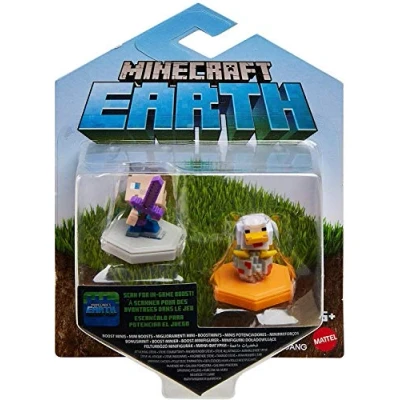 Image de Minecraft Earth mini figurines Steve &amp; Poule inspirées du jeu vidéo, avec puce NFC pour jouer en réalité augmentée, jouet enfant, GKT42