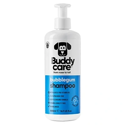 Image de Shampooing à la Barbe Papa par Buddycare nettoyant en Profondeur pour Chiens Parfum sucré avec de l&#039;aloe Vera et provitamine B5 (500ml)