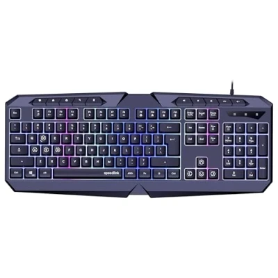 Image de Speedlink LUDICIUM RGB Rainbow Gaming Keyboard Clavier de Jeu avec câble, Layout américaine QWERTY, Verrouillage des Touches Windows, commutateur WASD, 10 multimédia, Filaire, Noir