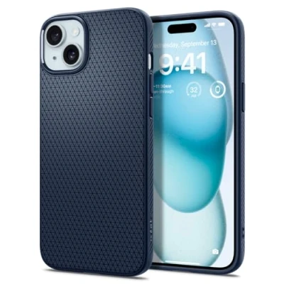 Image de Coque Apple iPhone 15 Silicones et TPU (doux) Spigen silicone/Coque Étui téléphone Bleu Shockproof